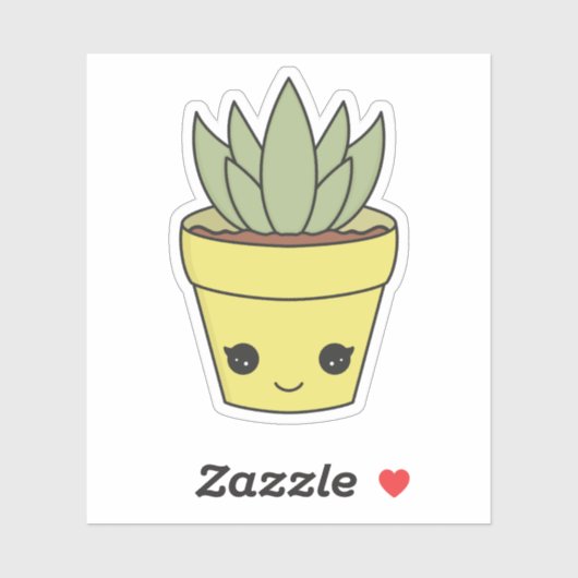 Sticker Succulent Cute Kawaii Cactus (Feuille)