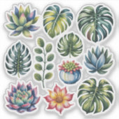 Sticker Succulent Garden Watercolor (Devant)