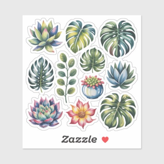 Sticker Succulent Garden Watercolor (Feuille)