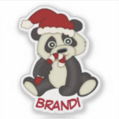 Sticker Sucre de canne de Noël de l'ours Panda (Devant)