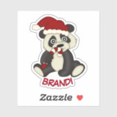 Sticker Sucre de canne de Noël de l'ours Panda (Feuille)