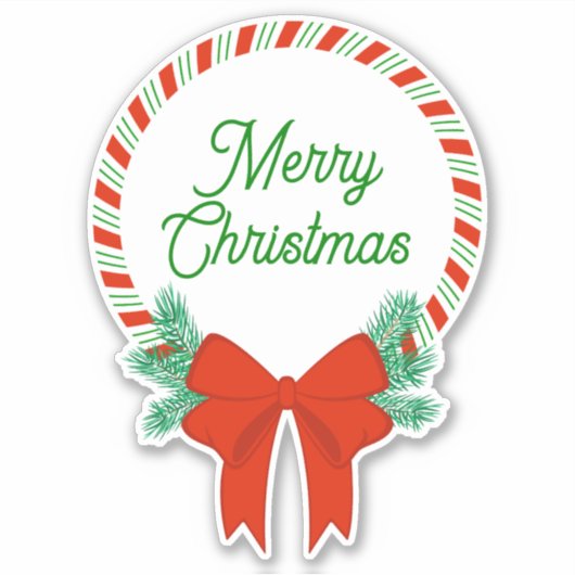 Sticker Sucre de canne Noël couronne personnalisée (Devant)