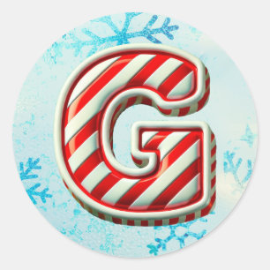 Sticker sucre de canne Noël "G", Festive Stripes