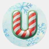 Sticker sucre de canne Xmas "U", Festive Stripes (Devant)