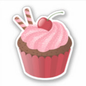 Sticker Sucré délicieux cerise Cupcake (Devant)