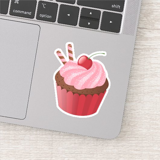 Sticker Sucré délicieux cerise Cupcake (Détail)