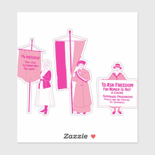 Sticker Suffragettes roses chaudes (Feuille)