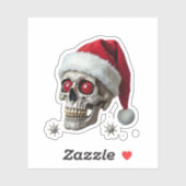 Sticker Sugar Skull with Santa Hat Tee Christmas Pajama Xm (Feuille)