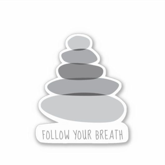 Sticker Suivez Votre Respiration Mindfulness Cairn Stones (Devant)