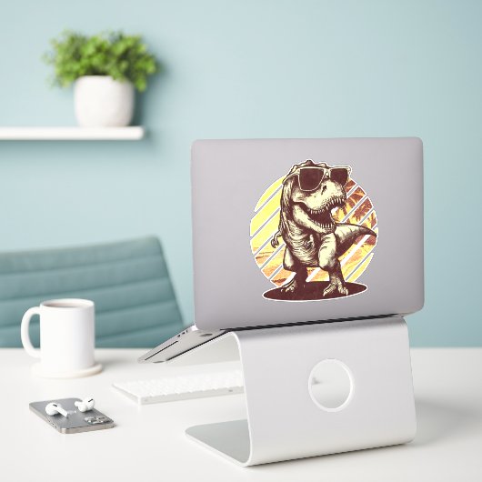 Sticker Summer T-Rex (Ordinateur portable sur le bureau)