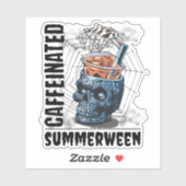 Sticker Summerween Skull Skeleton Hand Iced Coffee Goth (Feuille)