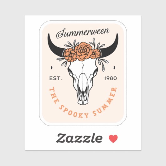 Sticker Summerween spooky summer floral skull aesthetic (Feuille)