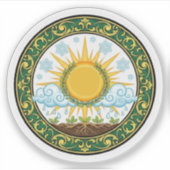 Sticker Sun and Rain Nature Cycle Botanical Emblem ART (Devant)
