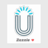 Sticker Sun Leaf Classic Lettre U Monogramme  (Feuille)