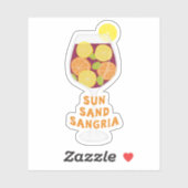 Sticker Sun Sand Sangria, Vin espagnol, Plage d'été (Feuille)