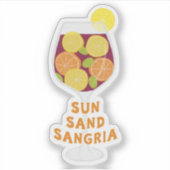 Sticker Sun Sand Sangria, Vin espagnol, Plage d'été (Devant)