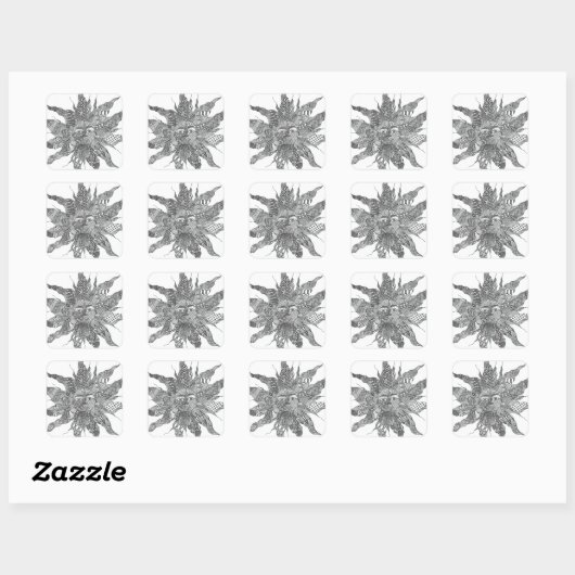 Sticker Sun Zentangle (Feuille)