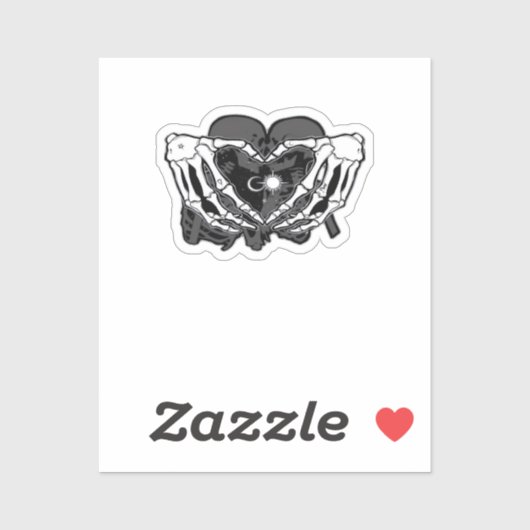 Sticker Sunand~1 - Squelette Mains Coeurs (Feuille)