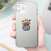 Sticker Sunburned Salty and Happy – Retro Beach Vibes (Téléphone)