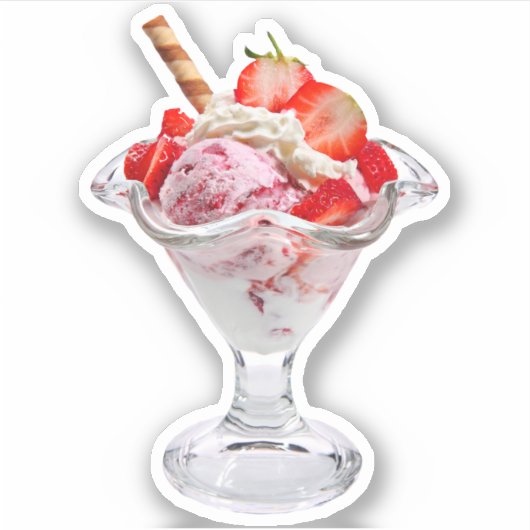 Sticker Sundae aux fraises (Devant)