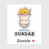Sticker Sundae Funny Sunday Glace Cream Pun (Feuille)