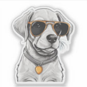 Sticker Sunglass Portant un chien imperméable (Devant)