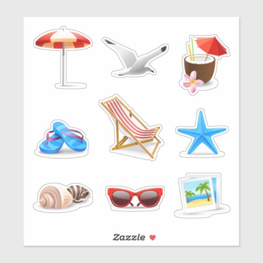 sticker Sunny Beach set (Feuille)