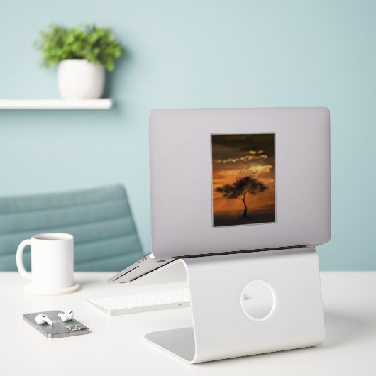 Sticker Sunrise Arbre (Ordinateur portable sur le bureau)