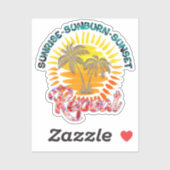 Sticker Sunrise-Sunburn-Sunset-Repeat | Palmiers d'or (Feuille)