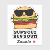 Sticker Sun's Out Bun's Out Funny Summer Burger Pun (Feuille)