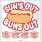 Sticker Sun's out Buns Out Hotdog (Feuille)