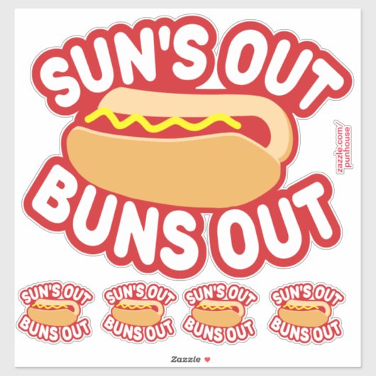 Sticker Sun's out Buns Out Hotdog (Feuille)