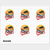 Sticker Sunset California Retro (Feuille)