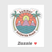 Sticker Sunset de plage Retro California (Feuille)