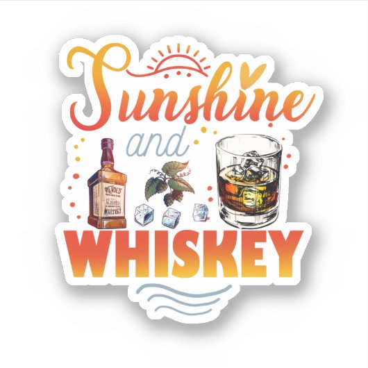 Sticker Sunshine And Whiskey Funny Beach Vacances Été (Devant)