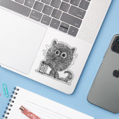 Sticker Sunshine Smile Cat (Ordinateur portable avec iPhone)