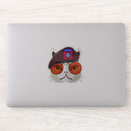 Sticker "Super Cool Parachutiste Chat" (Ordinateur)