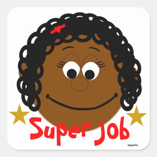 Sticker Super Job Fille Ethnique Coiffeuse (Devant)