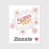 Sticker Super Maman Flower Hand Letting Action bulle (Feuille)