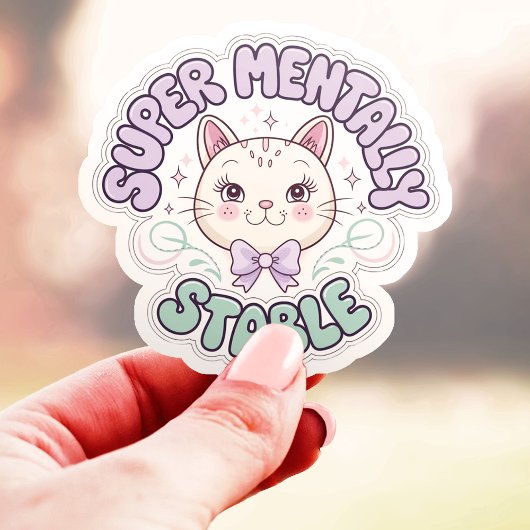 Sticker Super Mental Stable Ironique Chat Vinyl