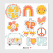 Sticker Super mignon 70's rétro fun fleur thème puissance (Feuille)