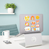 Sticker Super mignon 70's rétro fun fleur thème puissance (Ordinateur portable sur le bureau)