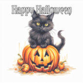 Sticker Super mignon Chat Kitty noir | Bonne Halloween (Devant)
