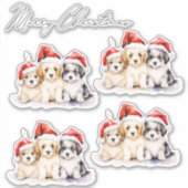 Sticker Super mignon chiots de Noël (Devant)