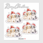Sticker Super mignon chiots de Noël (Feuille)