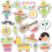 Sticker Super mignon mexicaine Fiesta thème (Devant)