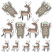 Sticker Super mignon Ours et rennes Noël (Devant)