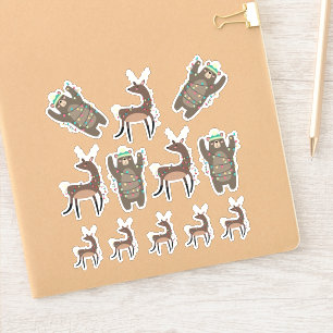 Sticker Super mignon Ours et rennes Noël