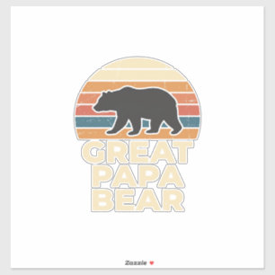 Sticker Super Papa Ours Rétro Coucher de Soleil Vintage De