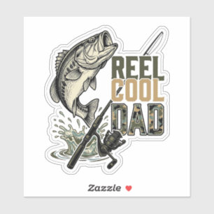 Sticker Super Papa Pêche à la Ligne Gravure Vintage Desig